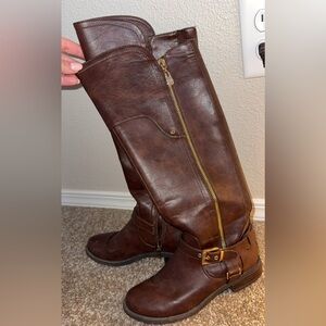 Leather Knee-High Boots Brown Size 6.5